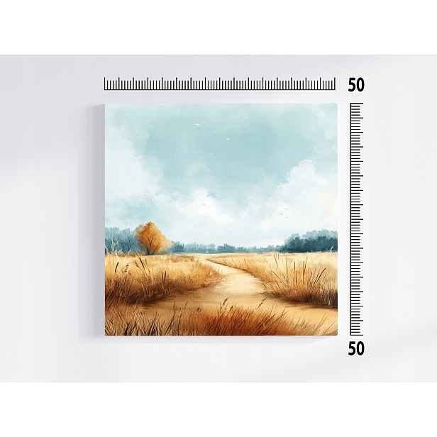 Obraz Na Plátně Canvas Krajina Vesnice Pole Cesta Klid 50x50