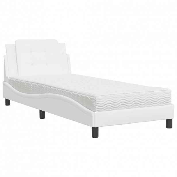 vidaXL Postel s matrací Zadar bílá 90 x 190 cm umělá kůže