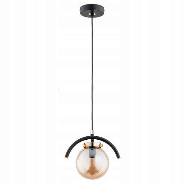 Závěsná lampa Korda černá zlatá skleněná koule E14 10W Alfa