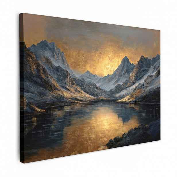 MuchoWow OBRAZ NA PLÁTNĚ Horská scenérie se zlatým západem slunce 40x30 cm