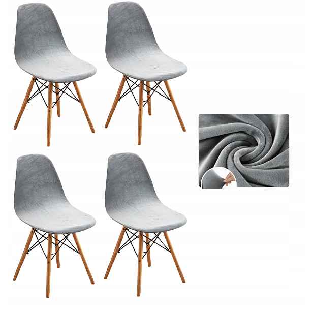 Potah na židli skandinávský šedý Velur skandinávskou Samet Elastický
