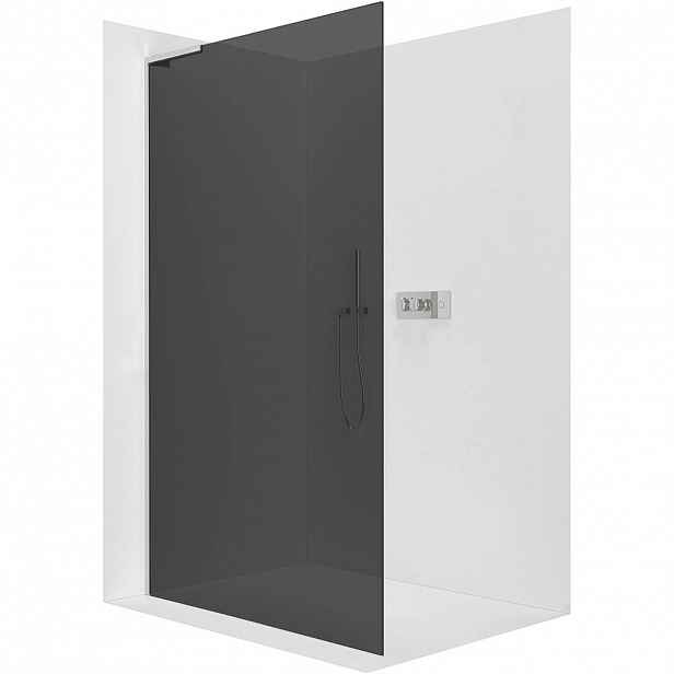 Sprchová zástěna Walk-in Onyx L-levá vzpěra - 10 mm - chrom, grafitové sklo - 110x200 cm