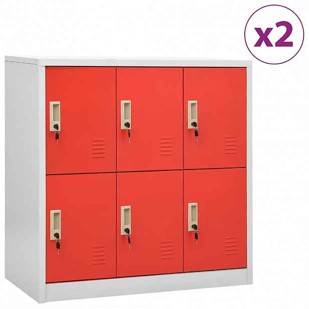 vidaXL Uzamykatelné skříně 2 ks světle šedé a červené 90x45x92,5 cm