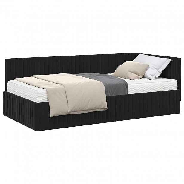 vidaXL Rohový rám postele s matrací 2 ks Černá 100 x 200 cm samet