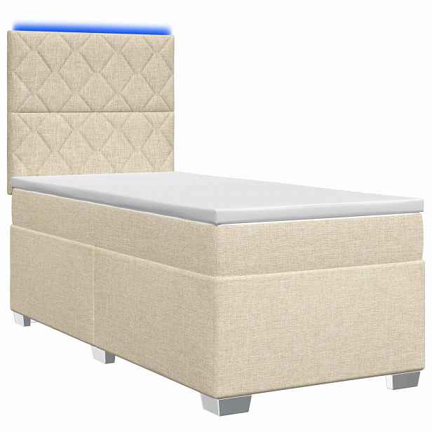 vidaXL Postel boxspring s matrací s čelo Krémová 80 x 200 cm Textil