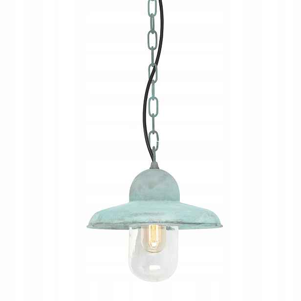 Industriální venkovní závěsná terasová lampa z mosazi Elstead
