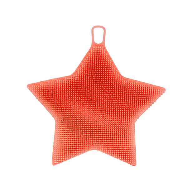 SISI No.69610-1-Orange Silikonová houbička na nádobí 1 ks, oboustranná, oranžová, tvar hvězda, 13 cm