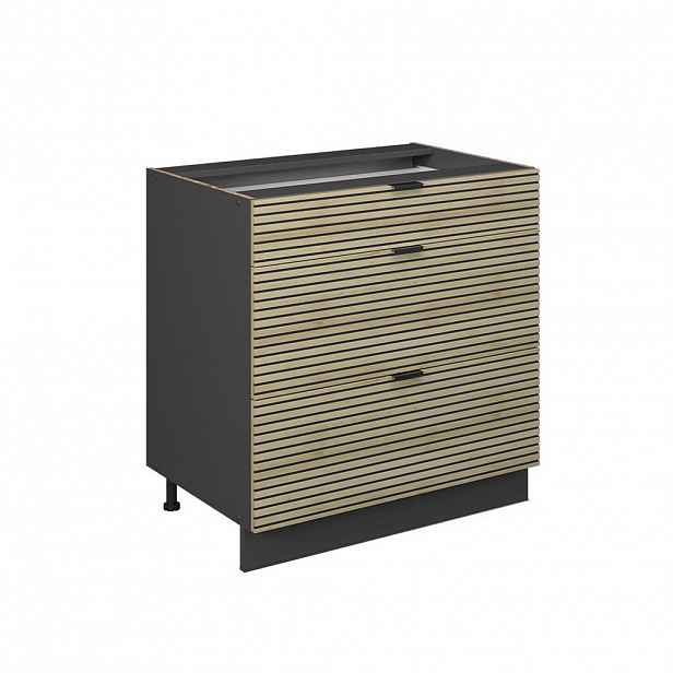 Vicco SPODNÍ SKŘÍŇKA KUCHYŇSKÉ LINKY Fame-Line Dubový panel 80 cm se 3 zásuvkami, bez pracovní desky