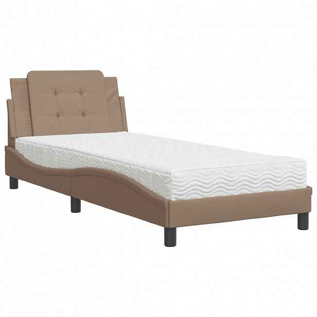 vidaXL Postel s matrací Zadar cappuccino 90 x 190 cm umělá kůže