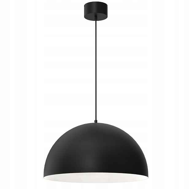 Závěsná lampa černá bílá kulatá 50 cm do jídelny obývacího pokoje nad stůl Luminex