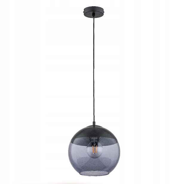 Závěsná lampa černá skleněná koule E27 15W do obývacího pokoje Hira Alfa