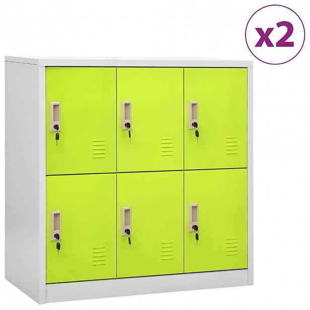 vidaXL Uzamykatelné skříně 2 ks světle šedé a zelené 90x45x92,5cm ocel