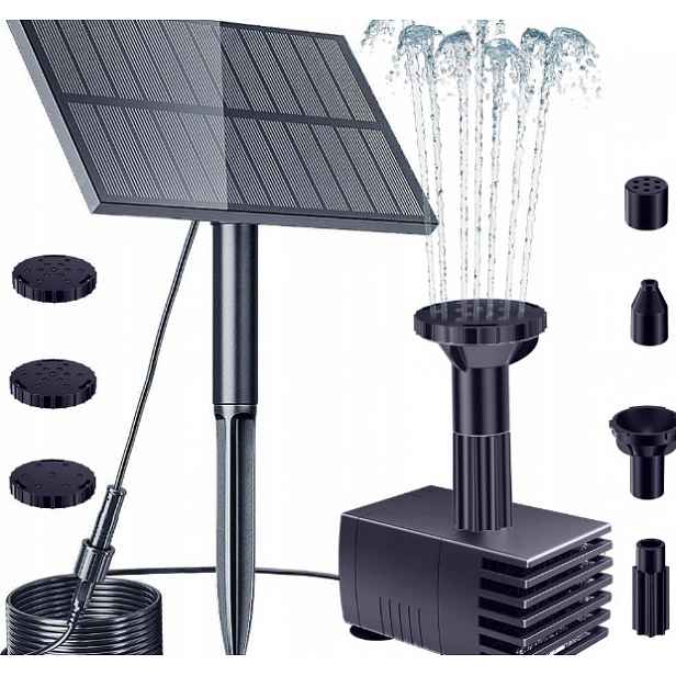 Solární Čerpadlo Pro Jezírkovou Fontánu 6 Trysek, Filtr 1,5 W