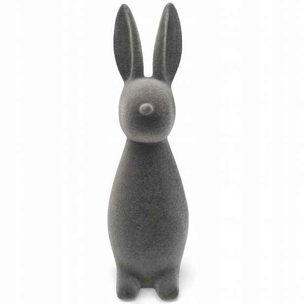 Velký Velikonoční Králík 42 cm Šedý Semišový Vánoční Dekorace Figurka