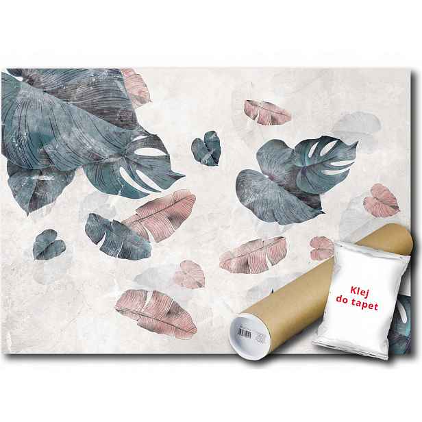 Vinylová Fototapeta Grafika Listy Rostliny Monstera Palma Vintage 368x254