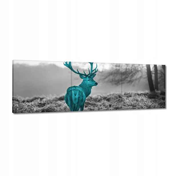 Obrazy 120x40 Tyrkysový jelen s parožím