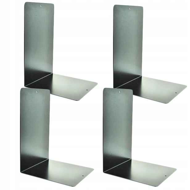 Sada 4 kovových podpěr pro knihy, pořadače, výška 240 mm, grafit