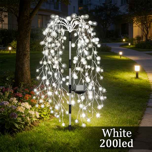 TEMU 1ks Solární venkovní dekorativní zemní kolíkové světlo s 120/200 LED. Vhodné pro venkovní prostory, jsou zahrady, trávníky, dvorní cestičky,