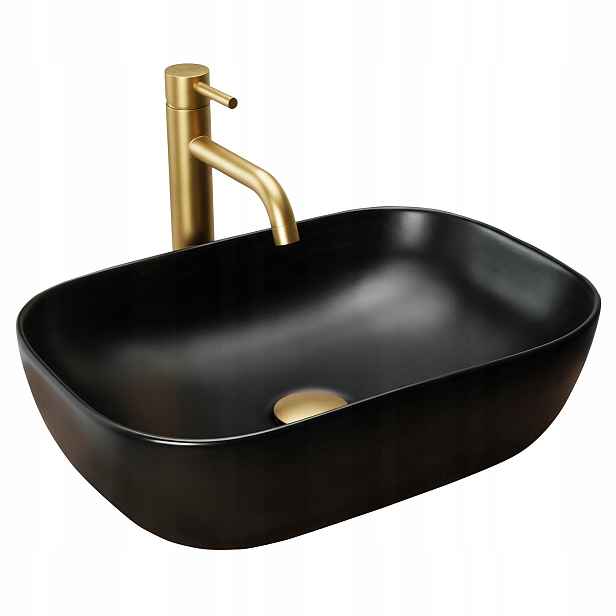 Umyvadlo Na Desku Oválné Hluboké Černé Hestia Black Mat 46x32,5 cm Basaro