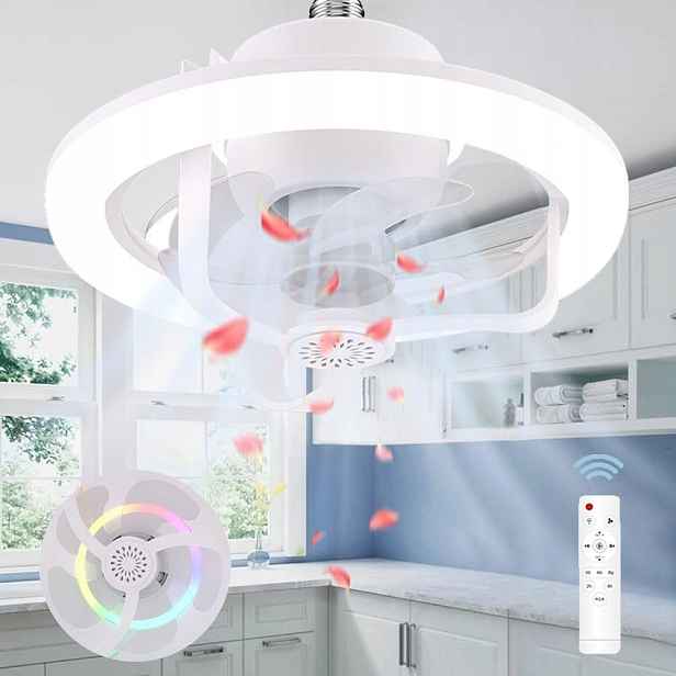 Domácí stropní ventilátor s osvětlením E27 a změnami barvy světla dálkový ovladač