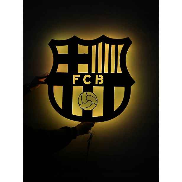Dřevěný 3D fotbalový obraz Fc Barcelona Dekorace Noční Lampa Led XL
