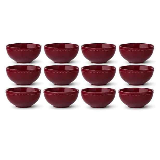 Misky na polévku 700 ml 15,5 cm 12 Ks Keramické Hluboké Bordové Merlot