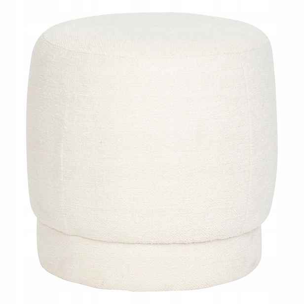 Taburet Čalouněná Pufová Sedačka Do Obývacího Pokoje Bílá Kulatá Ø39 Cm Boucle