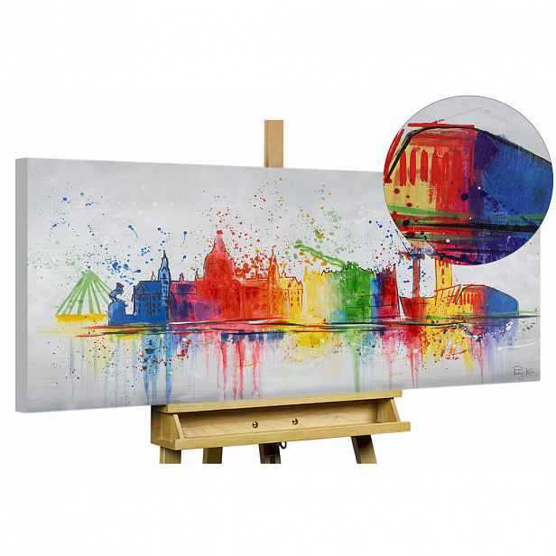 KUNSTLOFT RUČNĚ MALOVANÝ AKRYLOVÝ OBRAZ ŠEDÝ, 120/60 CM