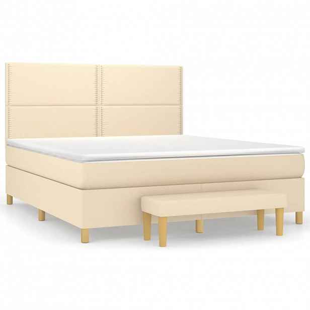 vidaXL Box spring postel s matrací krémová 180x200 cm textil