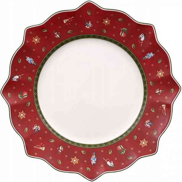 Porcelánový Vánoční Talíř, Červený, 29 CM, Dekorativní
