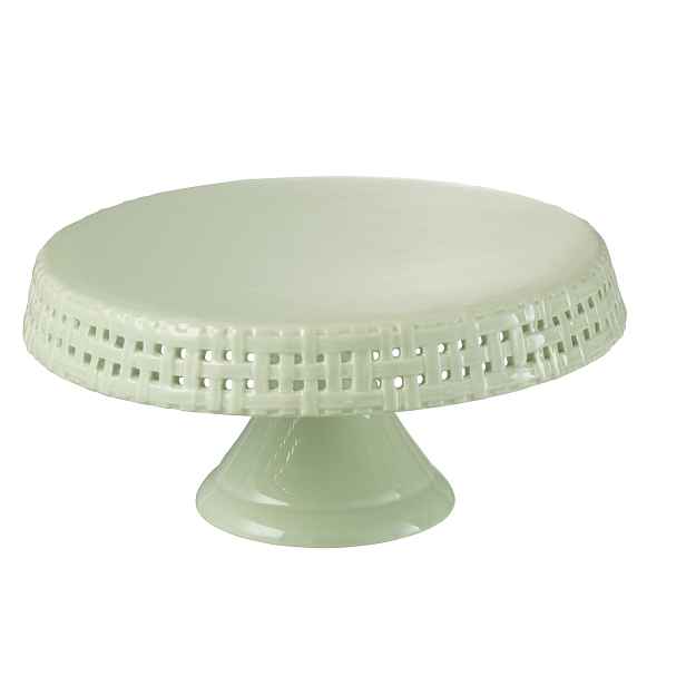 Zelený keramický podnos na noze Hella Pastel Green M - Ø 25*12cm J-Line by Jolipa