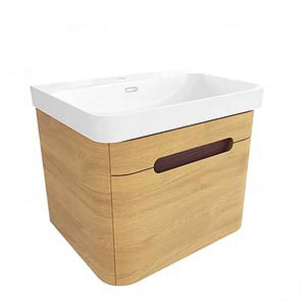 Koupelnová skříňka s umyvadlem SAT Fusion 57,5x43x45 cm dub medový mat SATFUSION60DMU
