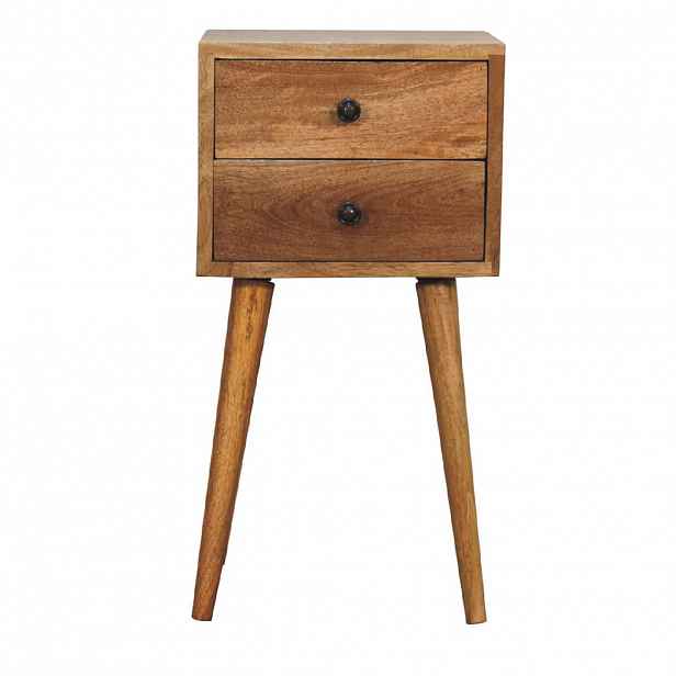 Artisan Furniture NOČNÍ STOLEK Mini v dubovém vzhledu, 2 zásuvky, béžový