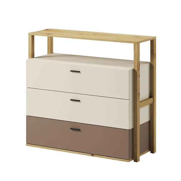 Casarredo Komoda se 3 zásuvkami LIMERA barva dub artisan/béžová/lanýž