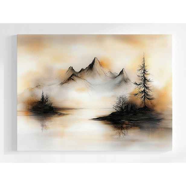 Plakát Grafika Krajina Hory Jezero Ostrov Strom 100x75
