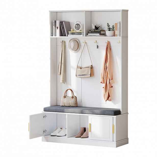 STILVORA GARDEROBNÍ SET v bílé barvě se skříňkou na boty pro předsíň, 120×40×191 cm