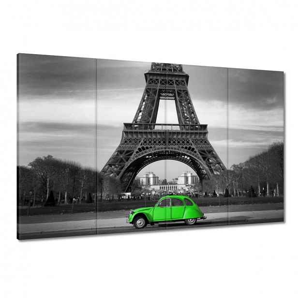 Obrazy 120x80 Zelené autíčko v Paříži