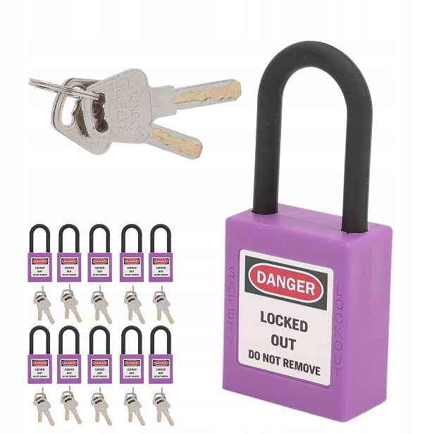 10 Ks Visací Zámek Loto Lockout Ochrana Práce 38 MM Fialový