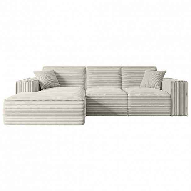 ALTDECOR ROHOVÁ SEDACÍ SOUPRAVA s otomanem vlevo SERRA-L – 266 × 169 × 80 cm krémový manšestr