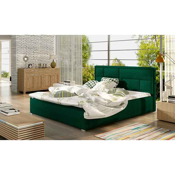 Manželská čalouněná postel 180x200 LUXERIO 2 - zelená