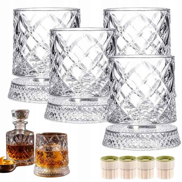 Sklenice Na Whisky Nápoj Nízké 280 ML 4 Ks Dárková Sada Pro Muže