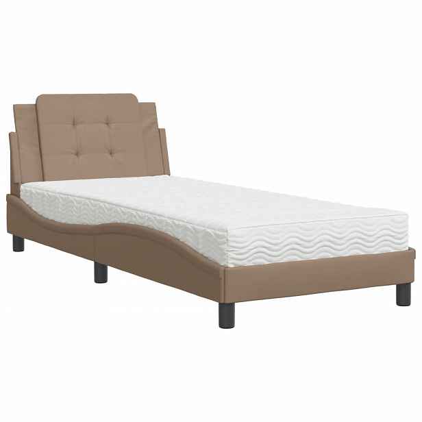 vidaXL Postel s matrací Zadar cappuccino 90 x 200 cm umělá kůže