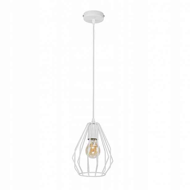 Závěsná lampa Brylant Bílá Kovová Stínidlo 1xE27 Moderní Designové