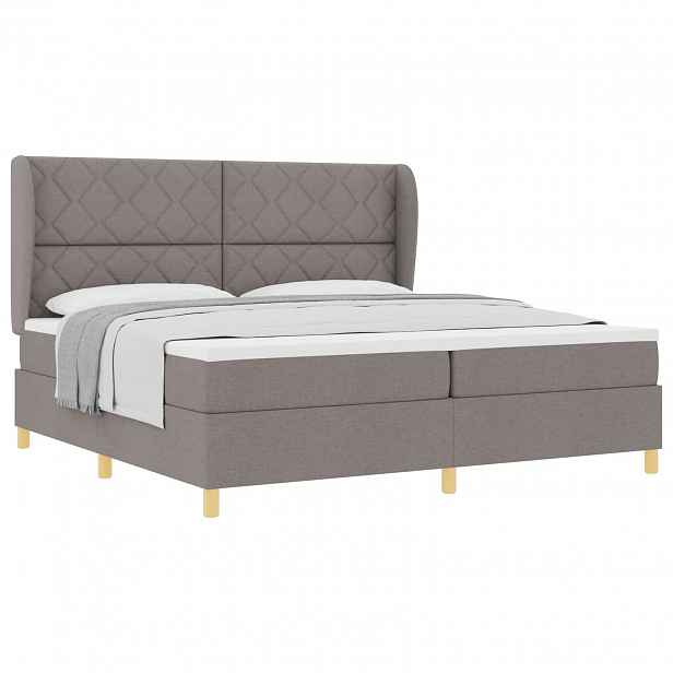 vidaXL Postel s boxspringem s čelo Taupe 200 x 200 cm textil