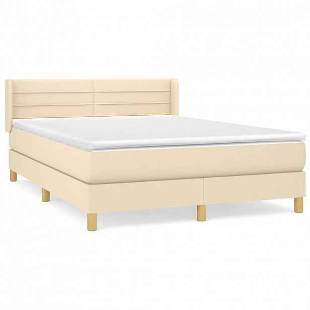 vidaXL Box spring postel s matrací krémová 140x190 cm textil
