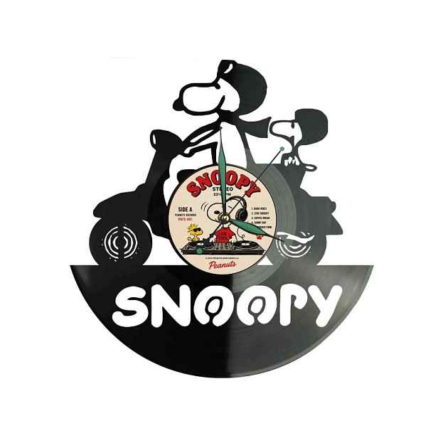 Snoopy Dárek Originální dekorace do domu Hodiny z vinylové desky