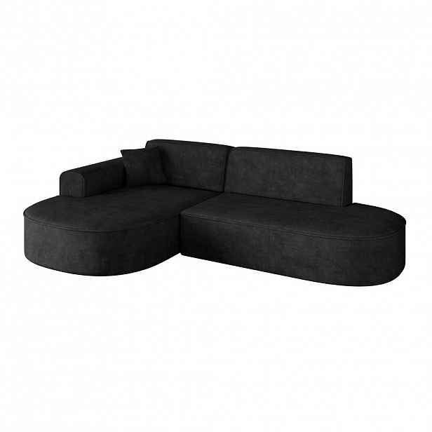 ALTDECOR ROHOVÁ SEDACÍ SOUPRAVA s otomanem vlevo MARI-L1 – 243 x 171 x 79 cm, černý velur