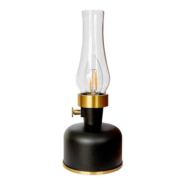 Retro Led Lampa Olejová Akumulátorová Usb-c IP44 Venkovní Nastavitelná Černá