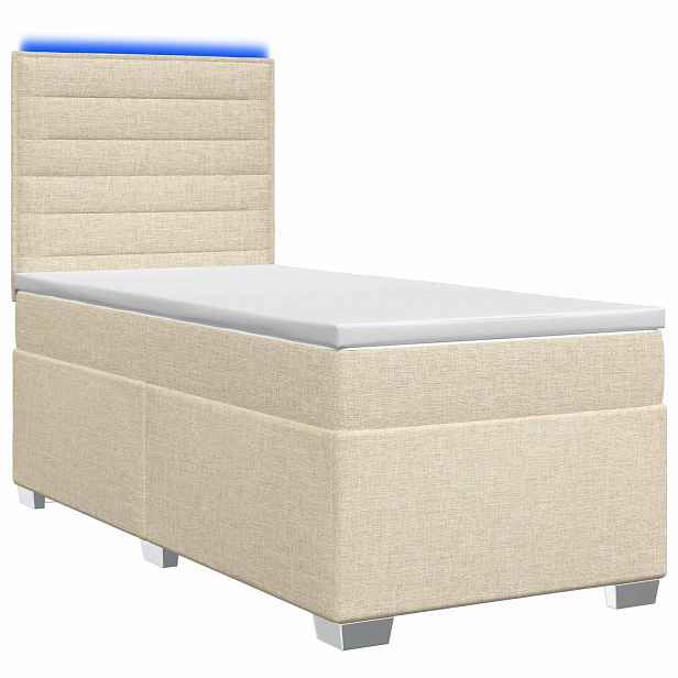 vidaXL Postel boxspring s matrací s čelo Krémová 90 x 190 cm Textil