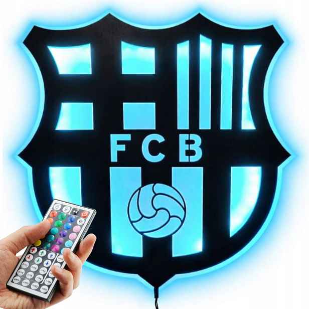 Lampa Herb Fc Barcelona Fcb Noční Led Obraz Dřevěný Fotbalový Dárek Rgb